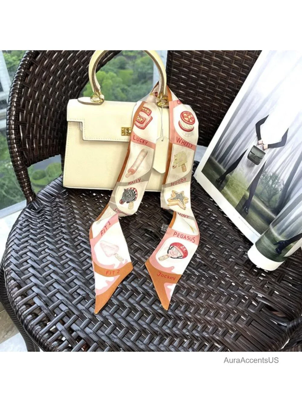 Mulberry Silk Scarf 2 Pack, Hair Ribbon Scarf for Bags & Wrist